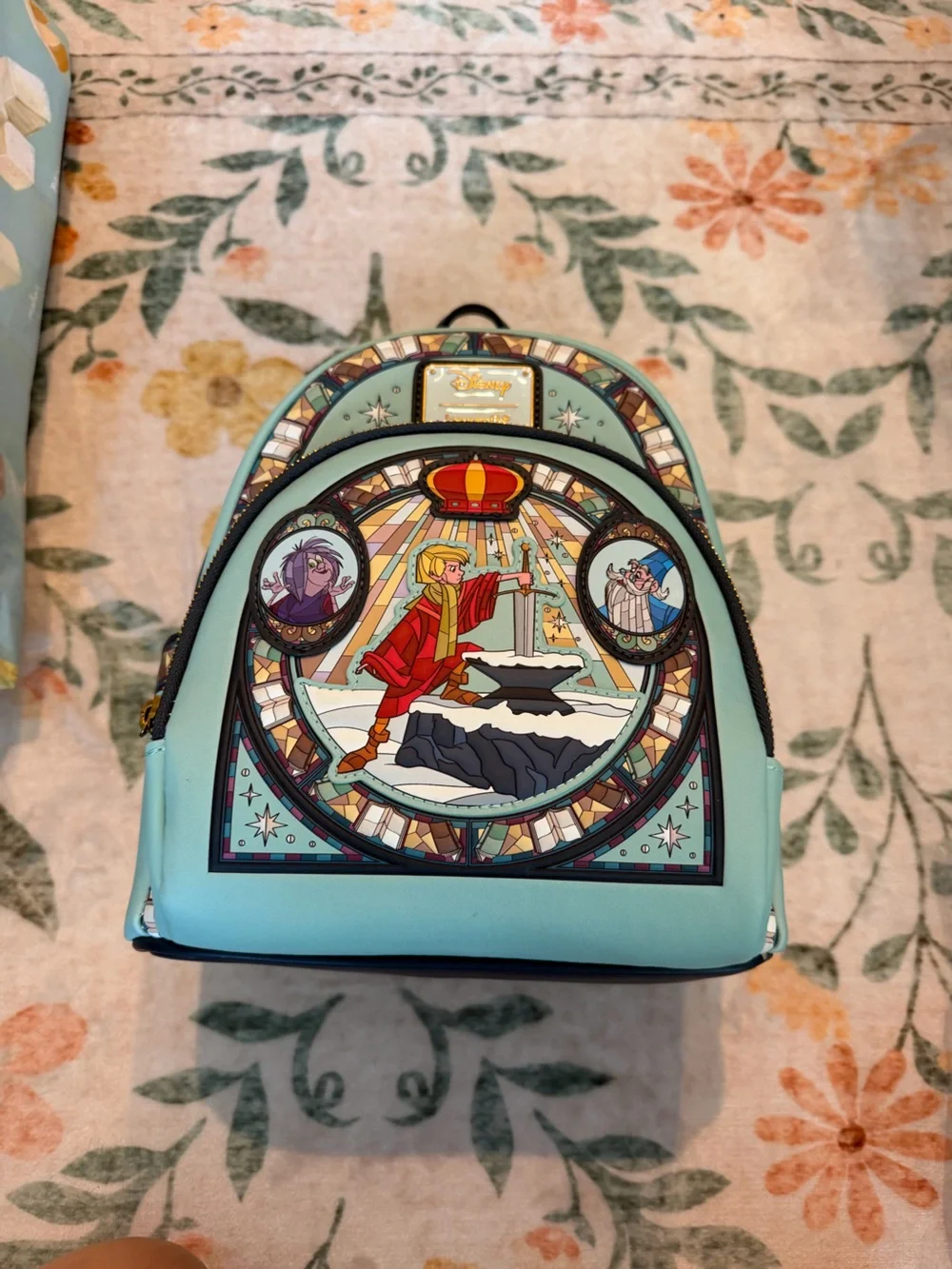 Loungefly Disney The Sword in the Stone Stained Glass Portrait Mini Backpack